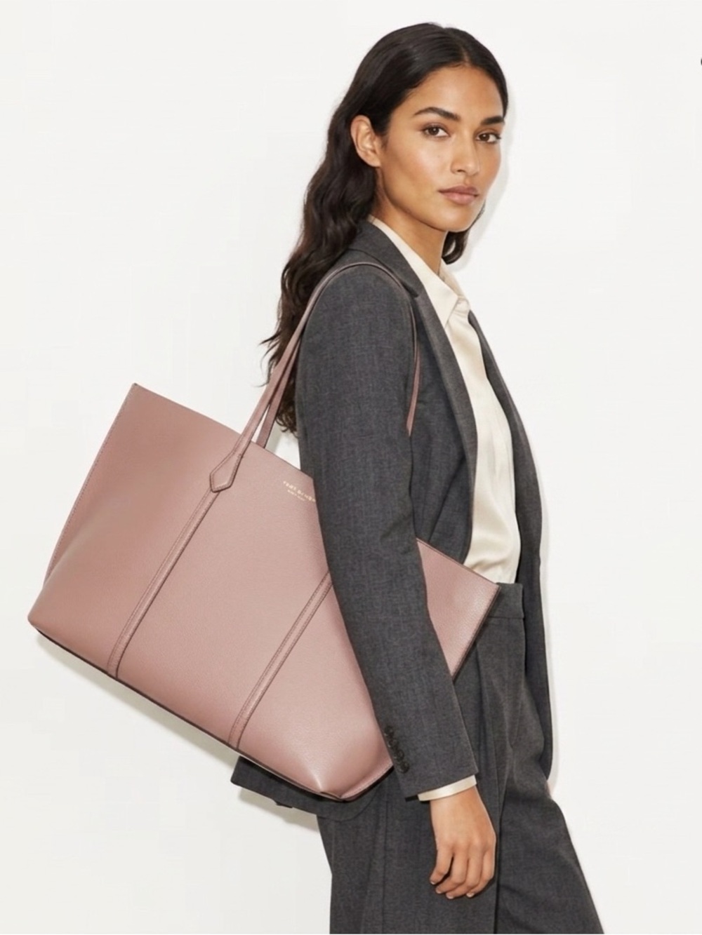 NWT🪻 Tory Burch Perry Tote in Light Mauve | Leather Tote Bag (Fits 13" Laptop) - Picture 15 of 15